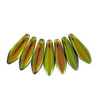 Czech Glass Daggers kralen 5x16mm Crystal magic green 00030-95400